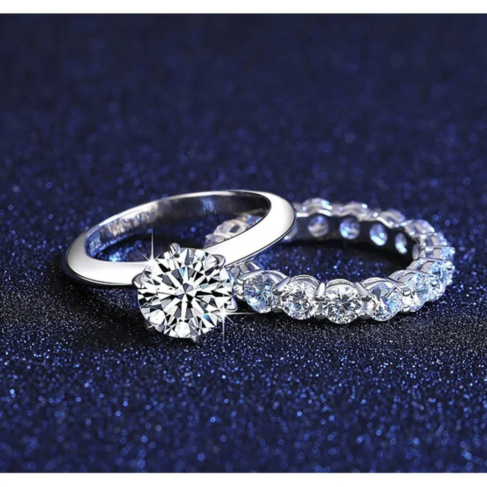 Certified 2ct. t.w. Diamond Moissanite Wedding Ring Set NEW